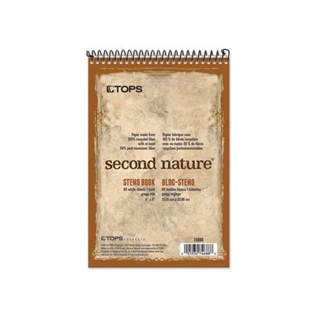 Tops Business Forms TOPS, SECOND NATURE RECYCLED NOTEBOOKS, GREGG RULE, 6 X 9, WHITE, 80 SHEETS 74688